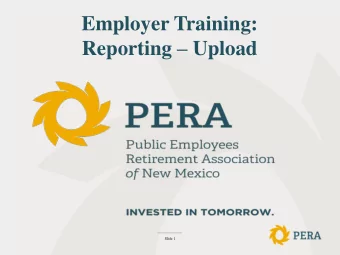 Employer Training: Reporting  Upload  Slide 1  Employer Guide To RIO Self-Service Reporting  -