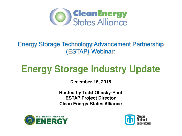 energy storage industry update