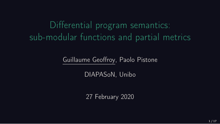 differential program semantics sub modular functions and