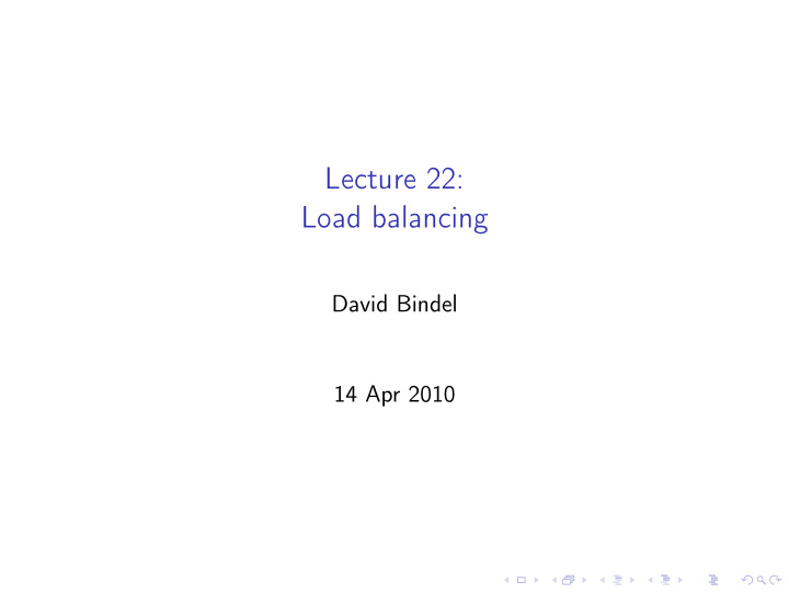 lecture 22 load balancing