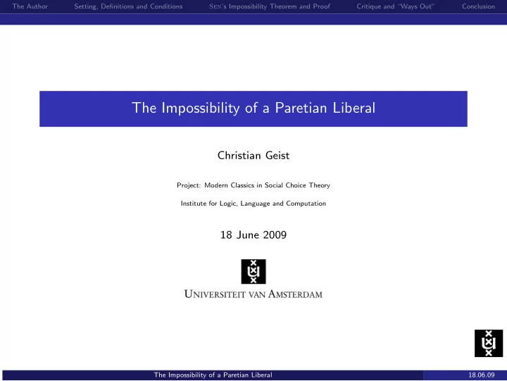the impossibility of a paretian liberal