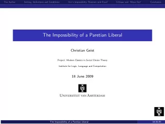 The Impossibility of a Paretian Liberal  Christian Geist  Project: Modern Classics in Social Choice