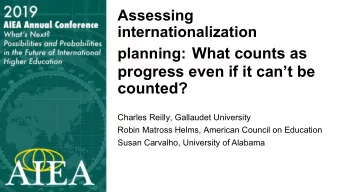 planning: What counts as  progress even if it cant be  counted?  Charles Reilly, Gallaudet