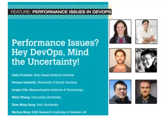 Software Performance Engineering in the DevOps World  Sources of Uncertainty in  Performance-aware