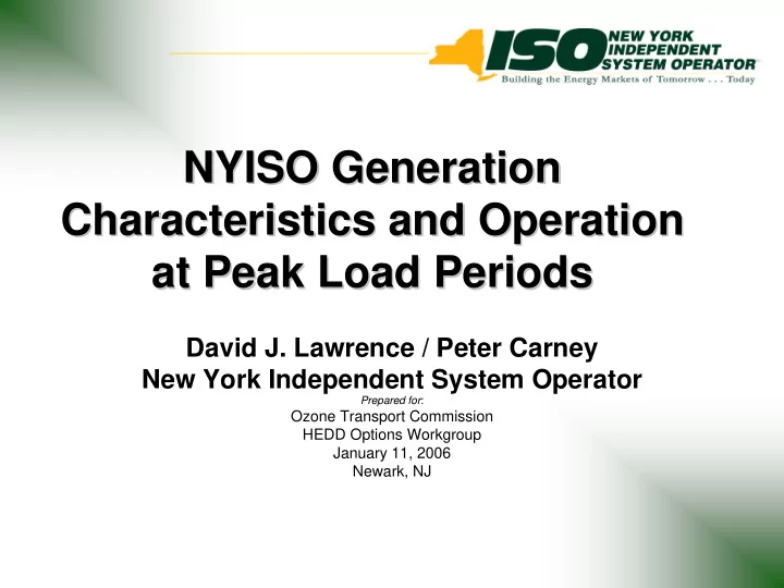 nyiso generation nyiso generation characteristics and