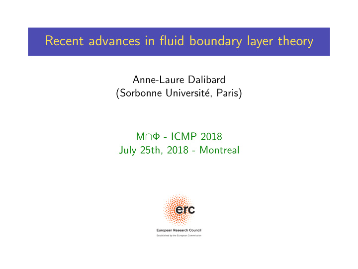 recent advances in fluid boundary layer theory