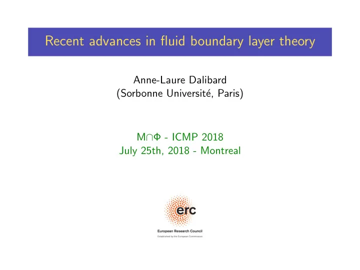 recent advances in fluid boundary layer theory