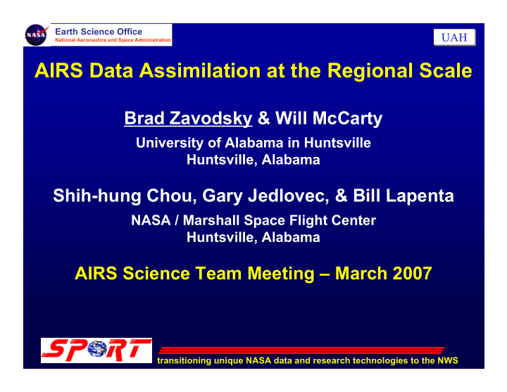 airs data assimilation at the regional scale