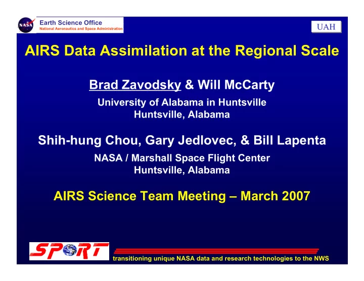 airs data assimilation at the regional scale