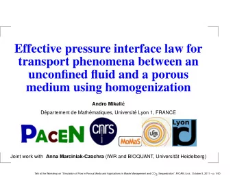 Effective pressure interface law for  transport phenomena between an  unconfined fluid and a porous