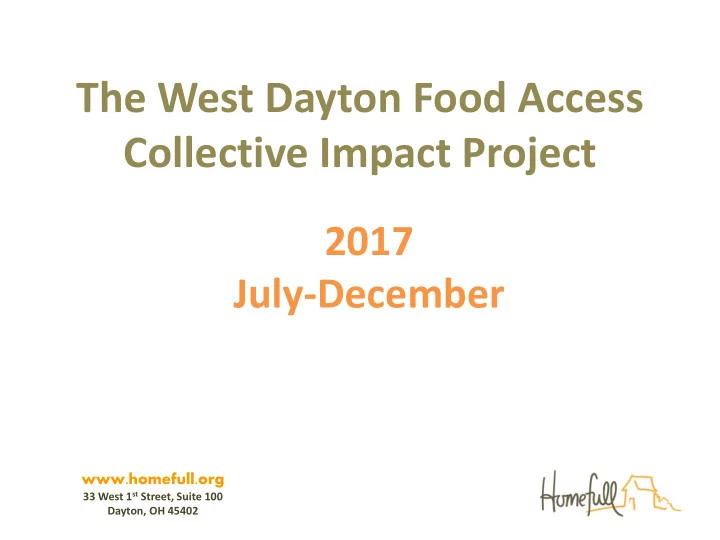 the west dayton food access collective impact project