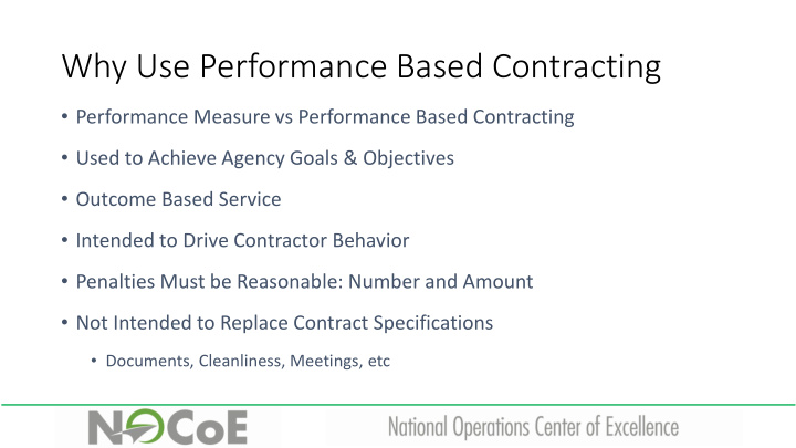 why use performance based contracting