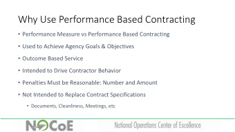 Why Use Performance Based Contracting  Performance Measure vs Performance Based Contracting