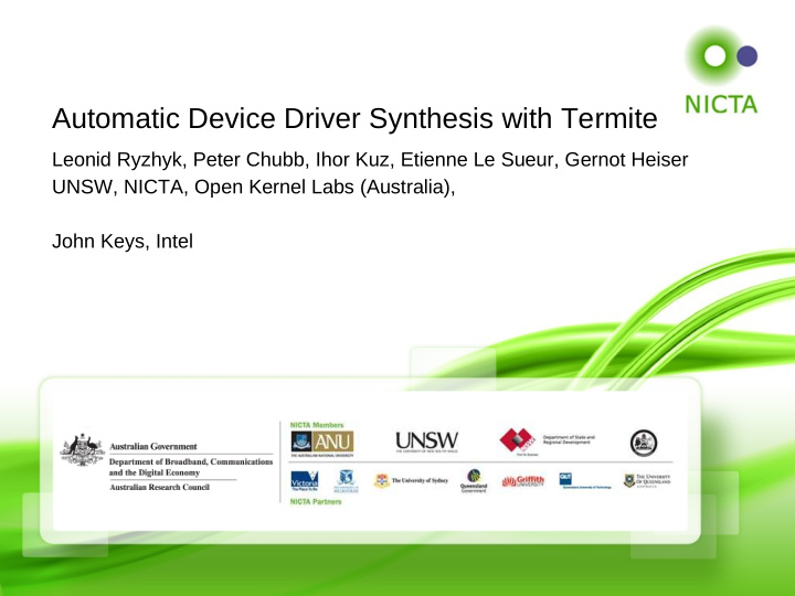 automatic device driver synthesis with termite