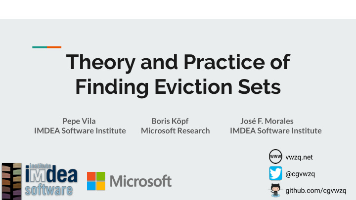 theory and practice of finding eviction sets