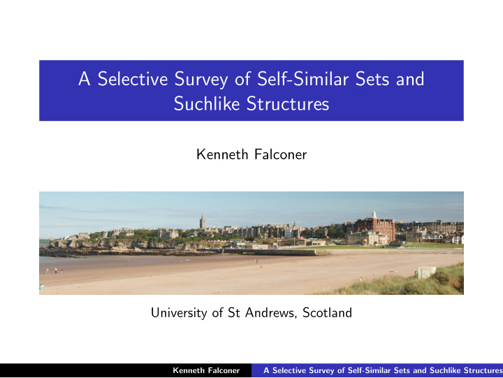 a selective survey of self similar sets and suchlike