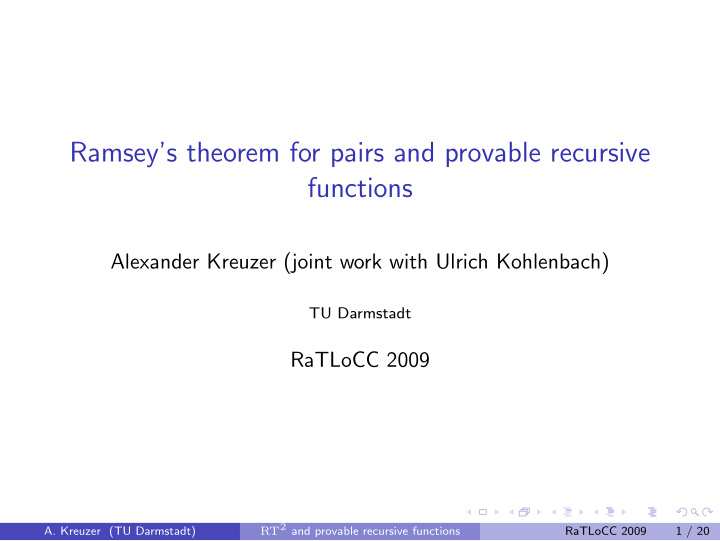 ramsey s theorem for pairs and provable recursive