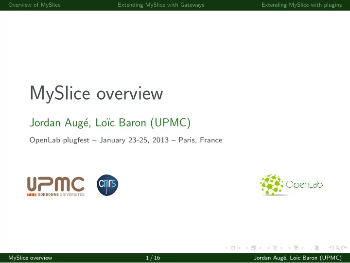 myslice overview