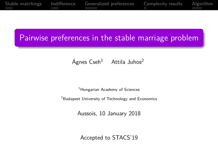 pairwise preferences in the stable marriage problem