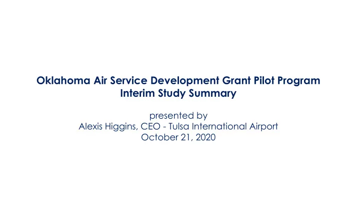 oklahoma air service development grant pilot program