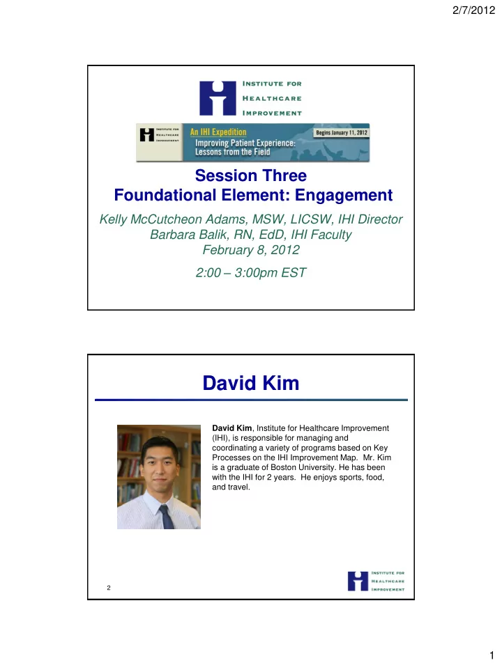 session three foundational element engagement kelly