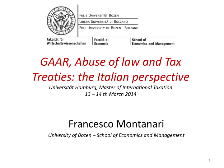 gaar abuse of law and tax treaties the italian perspective