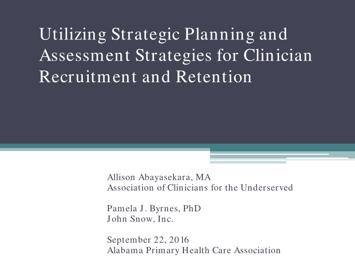 utilizing strategic planning and assessment strategies
