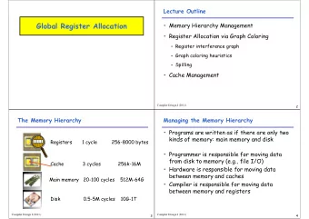Global Register Allocation    Memory Hierarchy Management    Register Allocation via Graph