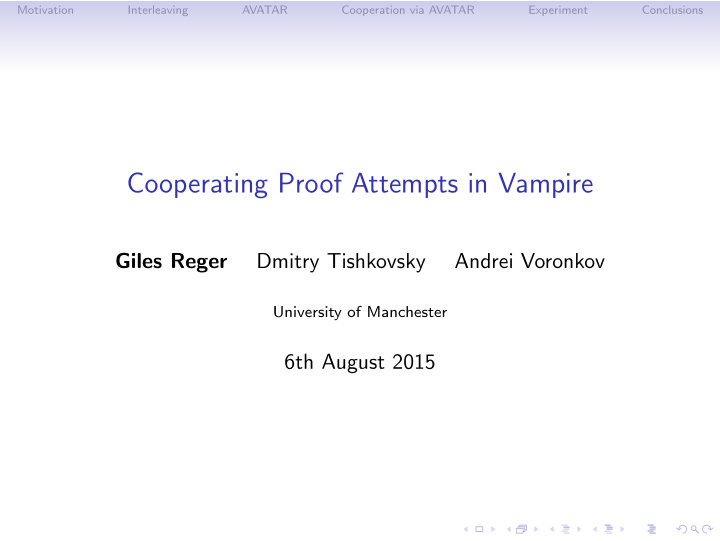 cooperating proof attempts in vampire