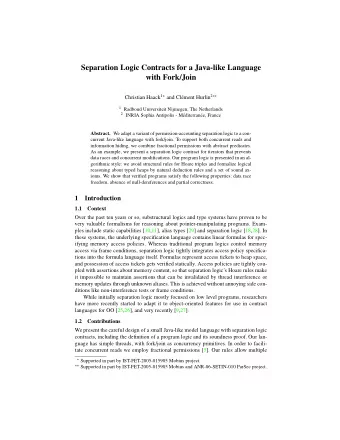 Separation Logic Contracts for a Java-like Language  with Fork/Join Christian Haack 1  and Cl