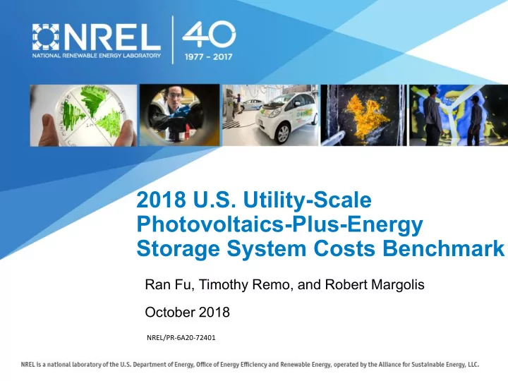2018 u s utility scale photovoltaics plus energy storage