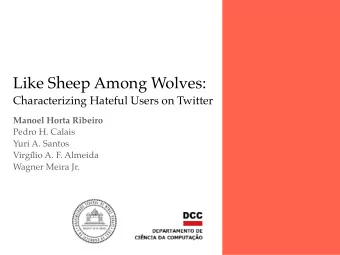 Like Sheep Among Wolves:  Characterizing Hateful Users on Twitter  Manoel Horta Ribeiro  Pedro H.