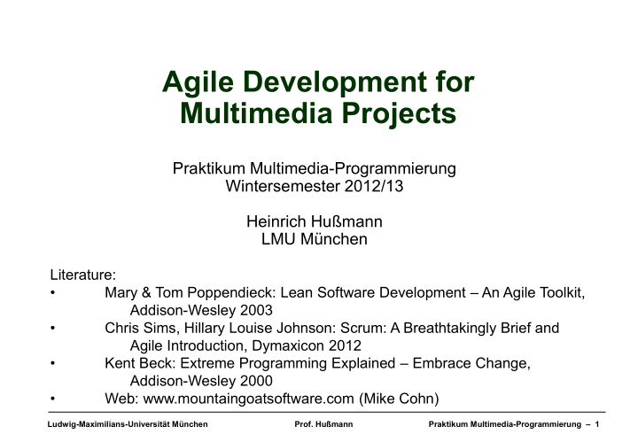 agile development for multimedia projects