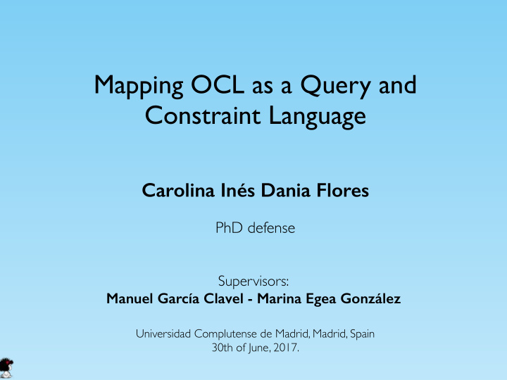 mapping ocl as a query and constraint language