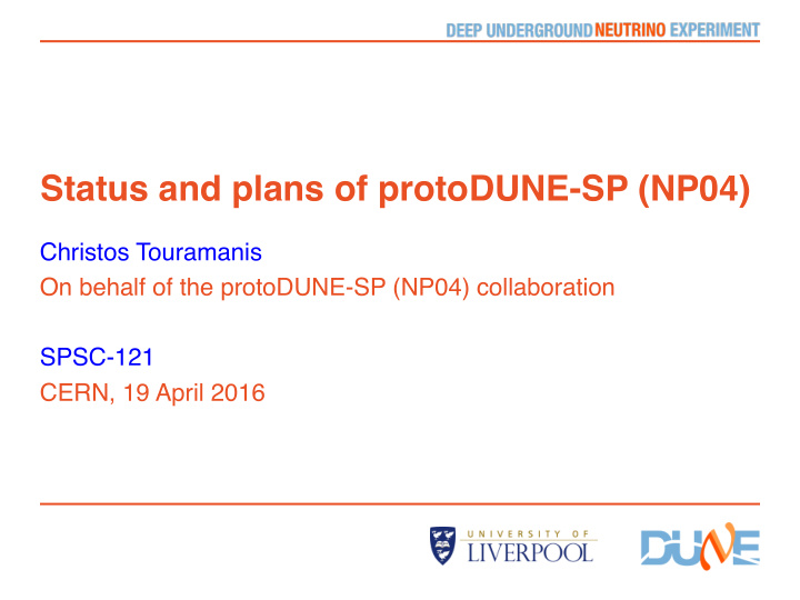 status and plans of protodune sp np04
