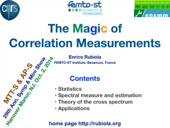 The Magic of  Correlation Measurements  29th Ann. Symp &amp; Mini Show  Enrico Rubiola  Hanover
