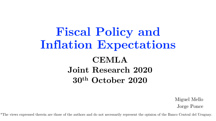 fiscal policy and inflation expectations