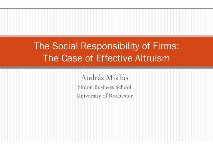the social responsibility of firms the case of effective