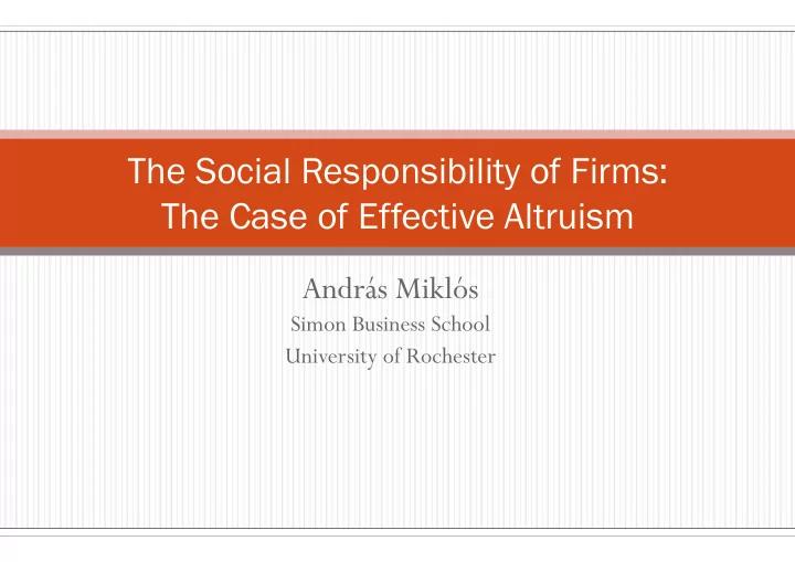 the social responsibility of firms the case of effective