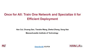 Once for All: Train One Network and Specialize it for  Efficient Deployment  Han Cai, Chuang Gan,