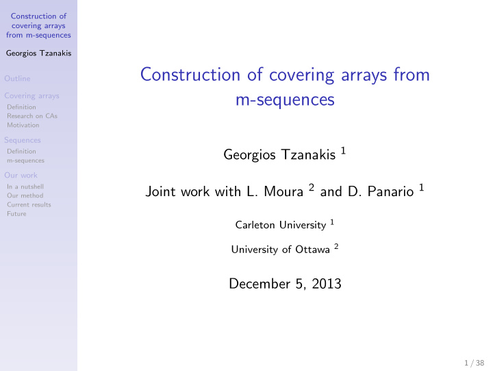 construction of covering arrays from