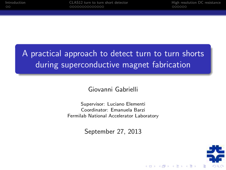 a practical approach to detect turn to turn shorts during