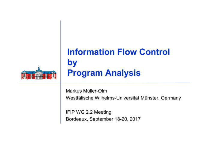 information flow control by program analysis