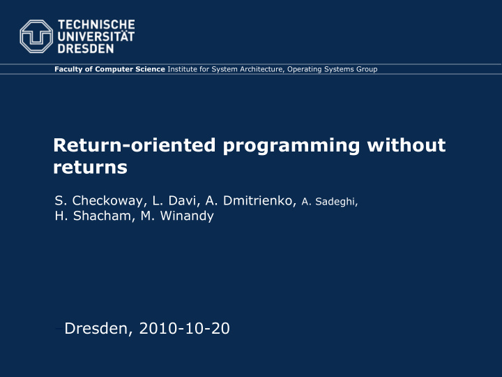 return oriented programming without returns