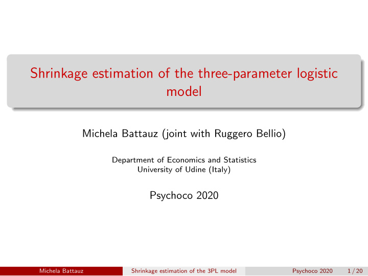 shrinkage estimation of the three parameter logistic model