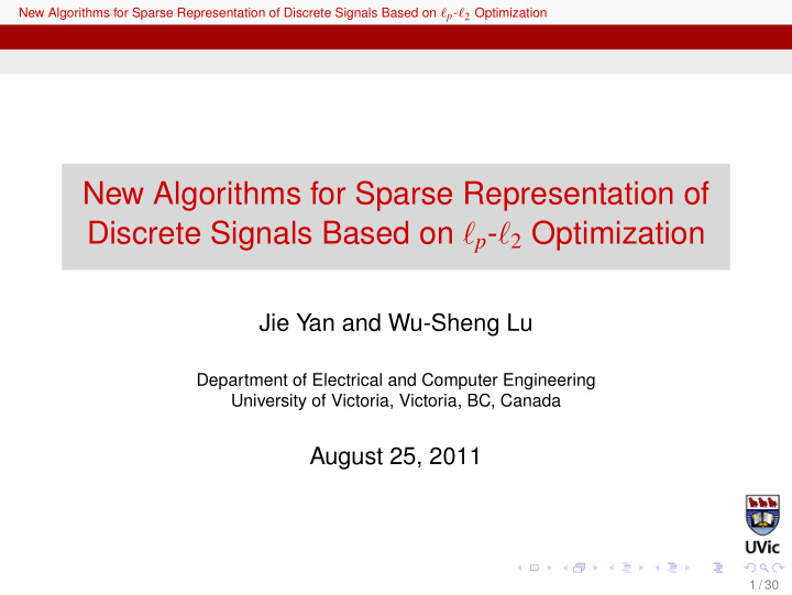 new algorithms for sparse representation of discrete