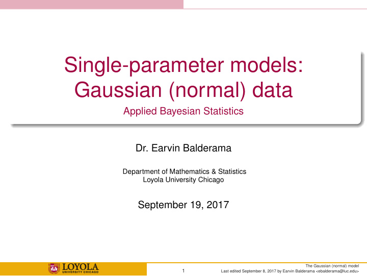 single parameter models gaussian normal data