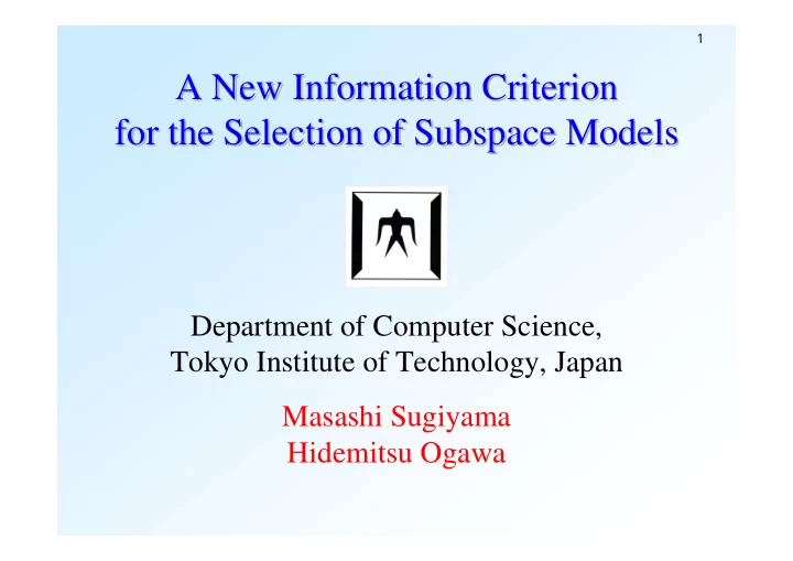 a new information criterion a new information criterion