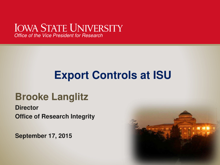 export controls at isu