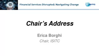 Chairs Address  Erica Borghi  Chair, ISITC  2017 - 2018 Goals  Content  Membership  Leadership
